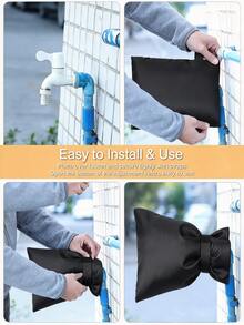 Thickened Waterproof Faucet Cover, Black Insulated Anti-Freeze Protective Sleeve, Winter Outdoor Faucet Guard, Adjustable Hook And Loop Anti-Freeze Sock, Suitable For Garden, Yard, Patio, Home Outdoor Faucet Pipe, Cold, Snow, Frost Protection - A - View 5