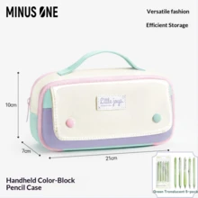 1pc Pastel Color Block Handheld Pencil Case, Large Capacity 10-Layer Multi Compartment Stationery Bag, Waterproof Stain Resistant PVC Pen Pouch With Magnetic Flip Cover, Portable School Storage Bag For Students Back To School Supplies - Dopamine-style Large Capacity Aesthetic Pencil Case - View 14