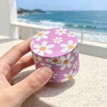 1 件 4 层 50 毫米锌合金小花形烟草研磨器，高品质金属吸烟研磨器，粉色/绿色可选 - 彩色 - 查看 8