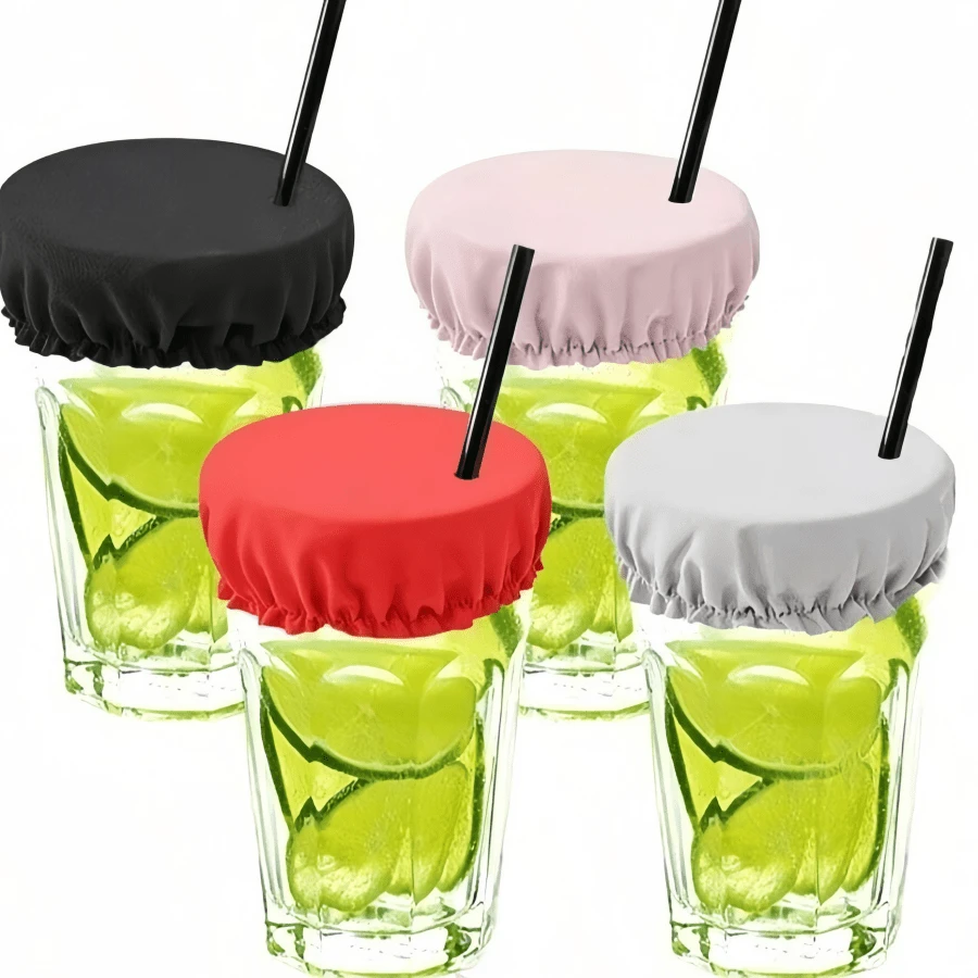 1/4/8 /12Pcs Reusable Drink Cup Lids, With Perforated Design, Good Elasticity, Suitable For Various Cup Types, Elastic Cocktail Cup Mouth Protector, Suitable For Party Drinks, Outdoor And Nightclub Drink Protection - Multicolor - View 1