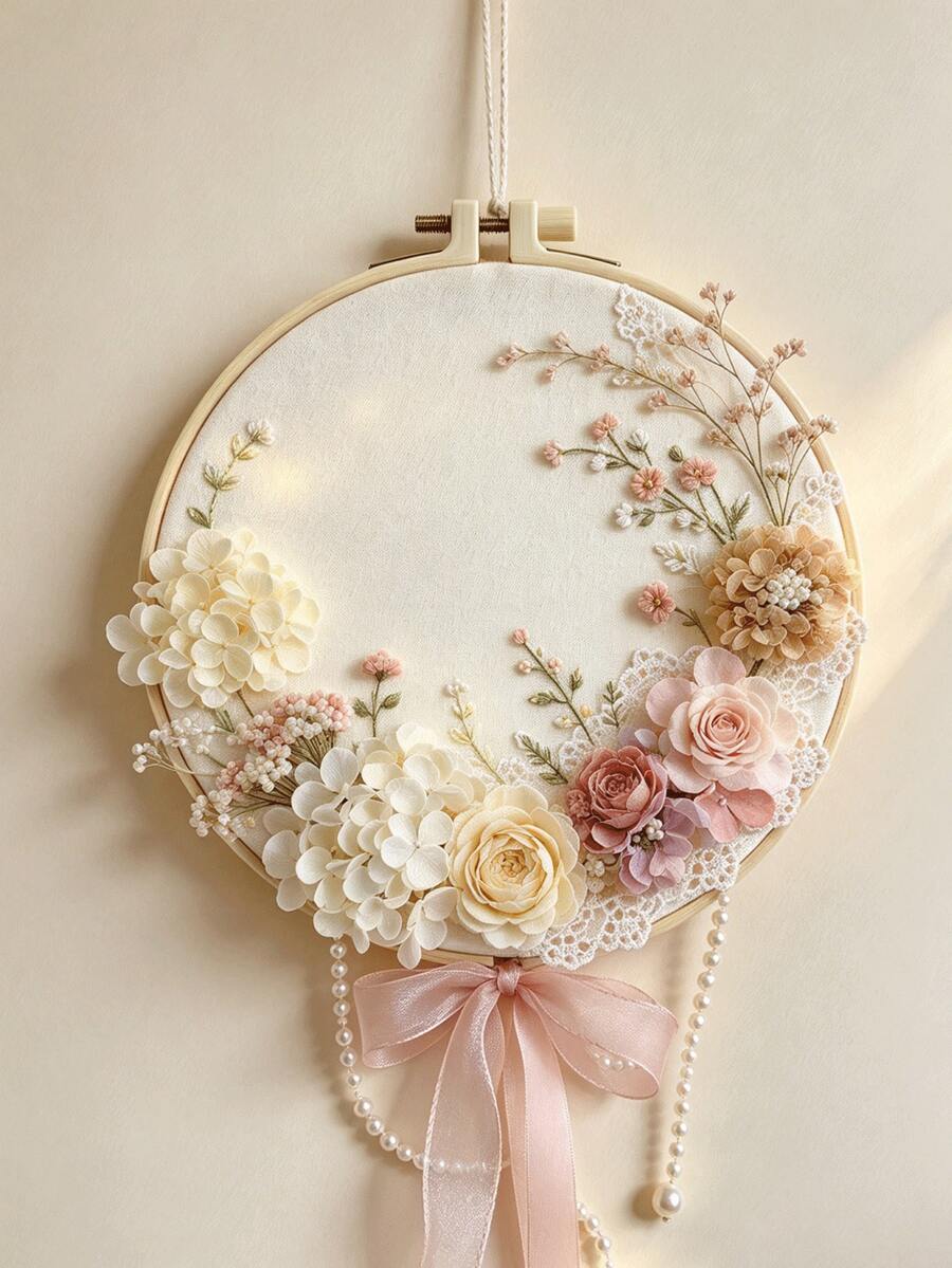 [10pcs]Bamboo-Style Round Embroidery Hoops With Metal Screws, Adjustable Tension, 5 Sizes Available: 7/9/12/16/20cm, Can Be Used Directly As Fabric Wall Art After Embroidery, Suitable For Wall Hanging Decoration, Practical Embroidery Accessory - Faux Bamboo Round Embroidery Hoop, 10-pack - View 1