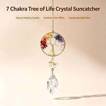 1pc Christmas Crystal Hanging Ornament, Tree Of Life Crystal Ball Pendant, Crystal Charm, Multi Purpose Hanging Decor For Car, Window, Christmas Tree And Home Decoration - Tree Of Life Crystal Wind Chime - View 6