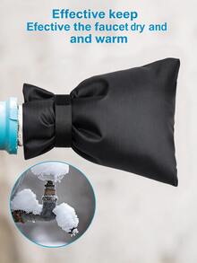 Thickened Waterproof Faucet Cover, Black Insulated Anti-Freeze Protective Sleeve, Winter Outdoor Faucet Guard, Adjustable Hook And Loop Anti-Freeze Sock, Suitable For Garden, Yard, Patio, Home Outdoor Faucet Pipe, Cold, Snow, Frost Protection - A - View 8