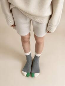 1/5 pares de calcetines con dedos estilo preppy casual versátil y cómodo con diseño de bloques de color y patchwork - Multicolor - Ver 8