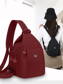 Autumn/Winter New Women's Multifunctional Backpack/Crossbody Bag/Chest Bag, Solid Color Minimalist Shoulder Bag, Zipper Adjustable Convertible To Backpack, Suitable For Daily Casual Commute Travel - Multicolor - View 4