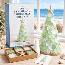 1 Set Coastal Mosaic Christmas Tree DIY Craft Kit With Starfish Topper, 5 Color Options, Nautical Room Decor, Ocean Inspired Tabletop Centerpiece For Beach House, Mantel And Living Room Shelf, Christmas Gifts And Holiday Craft Projects - DIY Christmas Tree Kit - View 18