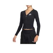 Jaket Pendek Motif Tulang Ikan dengan Bordir Logo Nike Sportswear dan Resleting Ganda - Hitam - View 3