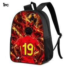 Red & Gold Flame Effect #19 Player Print 3 Pieces Set, Side Elastic Mesh Pocket Water Bottle Holder, Wide & Thick Breathable Adjustable Shoulder Strap, Fan Fashion Sports Commute Storage Set - Printed Bag - View 12