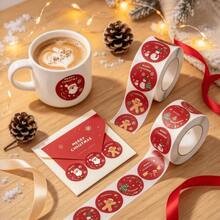 500pcs Cartoon Christmas Theme Gift Labels Stickers Self-Adhesive Gift Packaging Labels Handmade DIY Sealing Stickers (Random Color/Style) - one-size - View 3