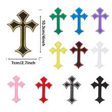 11PCS/22PCS Medieval Gothic Style Cross Stitch Patches, Embroidered Badges & Iron-On Fabric Labels, Suitable For Clothing, Jeans, Skirts, Hats And DIY Accessories - Multicolor - View 3