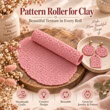 Arabic Style Texture Clay Roller, 3D Printed PLA Pottery Texture Roller, Ceramic Embossing Tool For Polymer Clay, Soft Clay, Air Dry Clay, Pottery, DIY Craft, Sculpting, Handbuilding, Middle Eastern Geometric Pattern Stamp Roller, Ceramic Supplies - Arabic Style Pink - View 2