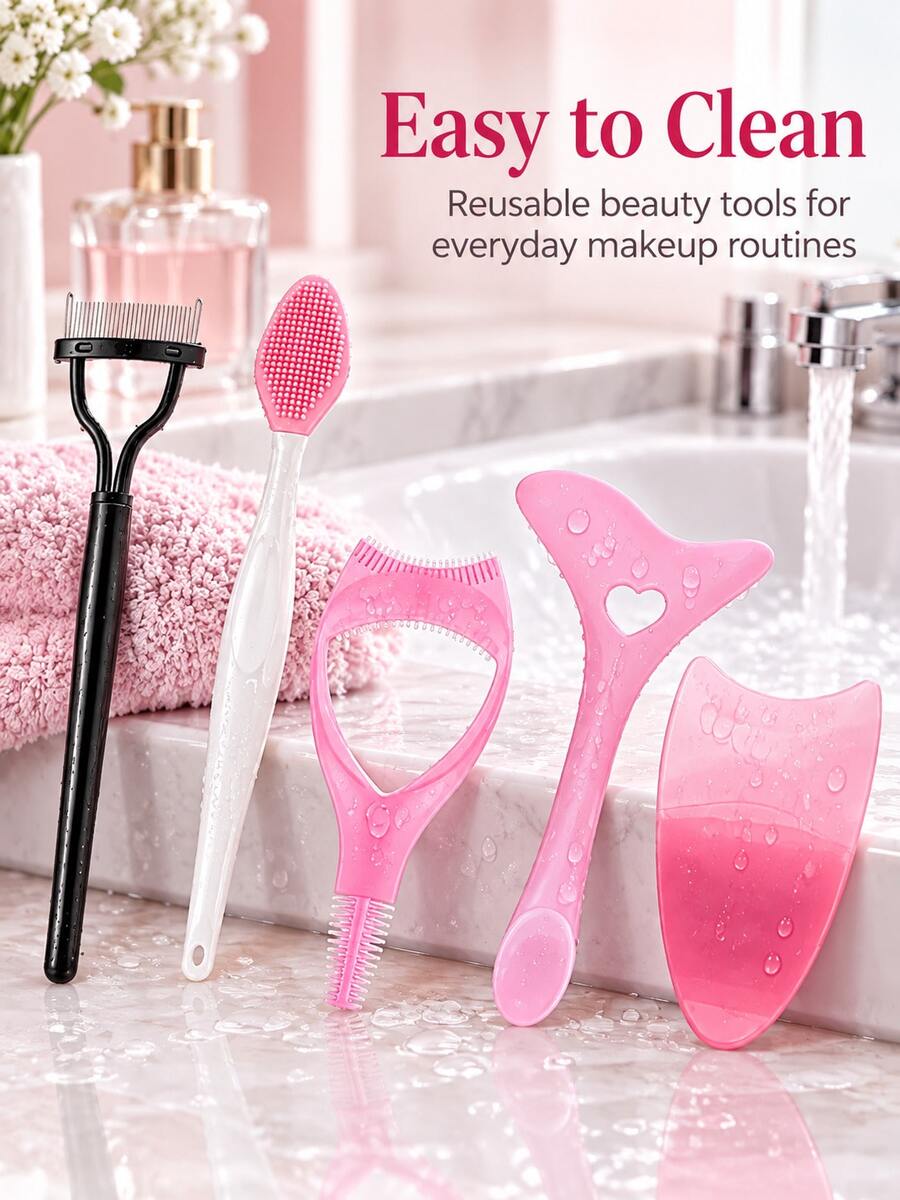 Eyelash Tool Set, Eyelash Comb And Brush, Create Natural Eyelash Makeup Effect, Reusable, Mascara Set, False Eyelash Trimming Tool, Eyelash Separator Tool, Professional Tool, Create Natural Makeup Look - Multicolor - View 1