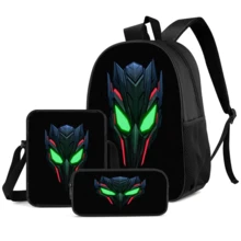 Mecha Element Print Student 3 Pieces Set School Backpack, Messenger Bag, Pencil Case, Boys Large Capacity Compartment Backpack, Back To School Storage Bag For School Supplies, Travel Storage Bag, Suitable For Back To School, Classes, Outdoor Sports, Back To School Season - 3-piece Set - View 1