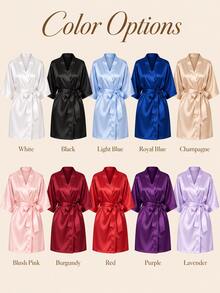 Personalized Satin Bridal Robe, Bride Bridesmaid Kimono Robe, Custom Wedding Party Getting Ready Robe, Bridesmaid Gift,Size-M/L/XL/XXL - Multicolor - View 9