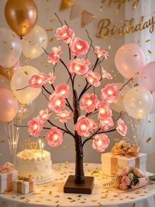 1PC 24 LED 60CM Pink Plum Blossom Tree Light, USB & Battery Dual Use, Artificial Glowing Tree Lamp, Wedding Aisle Decor Light, Hotel Banquet Decoration Light, Romantic Atmosphere Tree Light, Desktop Ornament Light, Birthday Party Decoration Light - Yellow - View 3