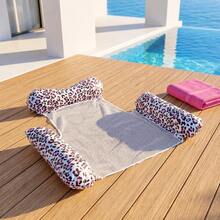 Leopard Print 3‑Tube Inflatable Water Hammock Pool Float, Adult Mesh Floating Lounge Chair, Thick PVC Portable Water Floater For Pool Beach Summer Relax - Multicolor - View 8