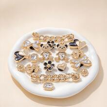 18pcs Gold Shoe Decoration Accessories (Rhinestone Bow, Rhinestone Panda, Chain, Flower, Dollar, Heart) Suitable For Autumn/Winter Shoes With Holes, DIY Shoe Charms, Perfect Gift For Holidays, Birthdays, Parties - Gold - View 1