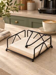 1PC Metal Napkin Holder With Wooden Base, Gold Or Black Tabletop Paper Napkin Stand With Pressing Arm, Decorative Dining Table Organizer For Kitchen, Restaurant, Home, Party Table Decor And Everyday Use - Multiple Styles - View 7