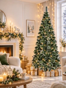Snow-Dusted Artificial Christmas Tree In Multiple Sizes. Boasts Dense, Fluffy Branches With Natural, Realistic Snow Effect. Comes With A Stable Stand For Easy Assembly. Great For Home And Shop Decor To Build A Rich Christmas Vibe. - Multicolor - View 3