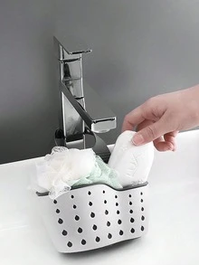 1pc Sink Hanging Drain Basket With Silicone Storage Box, Adjustable Shoulder Strap Drain Rack, Sponge Holder, Faucet Hanging Basket, Kitchen Storage Bag, Perfect For Storing Sponges And Rags In The Kitchen - Multicolor - View 4