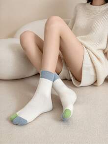 1/5 Pasang Kaos Kaki Jari Kaki Motif Blok Warna, Nyaman, Serbaguna, Kasual, dan Bergaya Preppy - MultiWarna - View 6