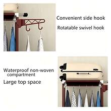 1pc Multi-Tier Freestanding Simple Coat Rack, Thickened Tube Open Clothes Hanger (Can Be Used With Adult Hangers), With Storage Shelves And Side Hooks, Suitable For Storing Clothes, Bags And Folded Bedding In Bedrooms Percheros De Pie Perchero - Multicolor - View 8