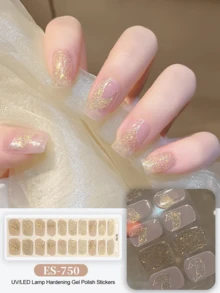 Christmas Semi Cured Gel Nail Strips, 20Pcs Long Lasting Salon Quality Wraps, Easy Apply & Remove Gel Nail Stickers With UV Light - Multicolor - View 2