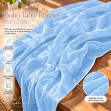6 Pack Light Blue Cheesecloth Table Runner, Boho Gauze Table Runner, Rustic Semi Sheer Cheesecloth Table Decor For Wedding Reception, Bridal Shower, Baby Shower, Birthday Party, Banquet, Farmhouse Dining Table, Table Centerpiece, Party And Home Decor - Light Blue - View 3