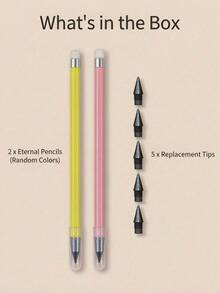 Macaron Color Eternal Pencils,No Sharpening Required,Hard To Break,Durable Creative Pencils With Eraser Tip,Student Writing Stationery,Back To School - Multicolor - View 11