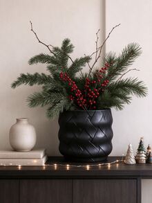 Textured Woven Embossed 3D Printed Flower Pot, Modern Wave Shaped Indoor Decorative Planter, Bohemian Style Home Desktop Vase, Suitable For Living Room, Bedroom Decor - 1PC - View 2
