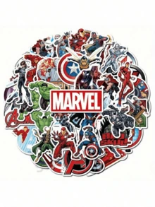 FUNISM 50 Pcs/Set Avengers Stickers, Superhero Waterproof Vinyl Stickers, , , Giant, Cartoon Sticker Set, For Water Bottles, Laptops, Skateboards, Luggage, Birthday Party Gifts - Multicolor - View 3
