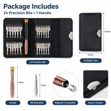 25-In-1 Magnetic Precision Screwdriver Set, 24 Mini Bits With Non-Slip Rotating Handle And Folding Leather Case For Phone, Laptop, Computer, Camera, Watch, Glasses, Game Console, Electronics Repair And DIY - 25-in-1 Magnetic Screwdriver Set With Leather Case - View 5