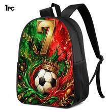 Gold Splatter Water 7# Crown Soccer Print 3 Pieces Set, Side Elastic Mesh Pocket Water Bottle Holder, Widened & Thickened Breathable Adjustable Shoulder Strap, Legend 7# Fan Sports Commute Fashion Storage Set - Printed Bag - View 12