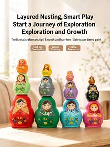 Búp bê Matryoshka Nga 12 lớp, đồ chơi xếp chồng nhiều màu sắc, đồ chơi giáo dục, khơi gợi trí tưởng tượng vô hạn, phù hợp làm quà tặng sinh nhật, Halloween, Giáng sinh - Nhiều màu - Xem 4