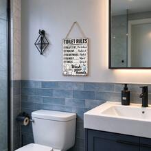Wooden Bathroom Rules Wall Sign, Rustic Bathroom Wall Art, Bathroom Signage For Home Toilet, Restroom, Washroom Wall Decor - Toilet Rules - View 10