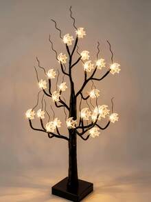 1pc 60CM Moon & Star Black Tree Lamp, 24 Warm LED Lights, 3 AA Battery Box + USB Dual Power Supply, Bedroom Desktop Party Homestay Holiday Decoration Ornament Light - Yellow - View 11