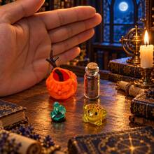 Miniature Magic Alchemy Ornament Set Model, Mini Frog And Fantasy Small Decor, Vintage Magic Theme Desktop Figurines - one-size - View 8