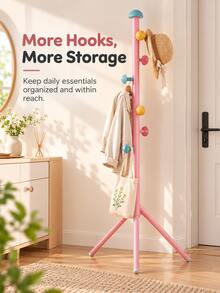 1pc, Small Floor Standing Coat Rack, 65 Inch High Coat Rack, Cute Mushroom Shape Design, High Aesthetic Decorative Style, Eye-Catching Appearance, Strong Load-Bearing Capacity, Easy And Convenient Installation, Dormitory Coat Rack, Bedroom Coat Rack, Office Coat Rack, Yard Temporary Coat Rack, Multi-Functional Shelf, Floor Standing Rack, Space-Saving Storage Organization, Suitable For Different Life Stages, Birthday Gift, Graduation Gift, Anniversary Item, Christmas Gift, Halloween Decoration - View 4