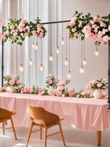 5pcs Pink Plastic Disposable Tablecloths, Light Pink Disposable Rectangular Tablecloths, Suitable For Party, Birthday, Wedding, Picnic, Home Kitchen Dining Party Table Decoration - Multi-color - View 3