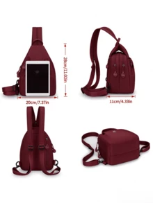 Autumn/Winter New Women's Multifunctional Backpack/Crossbody Bag/Chest Bag, Solid Color Minimalist Shoulder Bag, Zipper Adjustable Convertible To Backpack, Suitable For Daily Casual Commute Travel - Multicolor - View 8