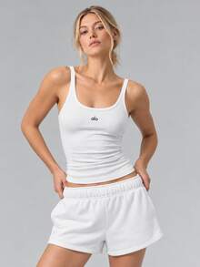 Alo Yoga Camiseta de Tirantes Prosper Acanalada - Blanco - Ver 2