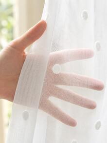 1pc White French Romantic 3D Pom Pom Transparent Curtain, Suitable For Bedroom Decor, Living Room Decor Curtain - White - View 3