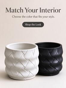 Textured Woven Embossed 3D Printed Flower Pot, Modern Wave Shaped Indoor Decorative Planter, Bohemian Style Home Desktop Vase, Suitable For Living Room, Bedroom Decor - 1PC - View 5