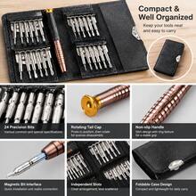25-In-1 Magnetic Precision Screwdriver Set, 24 Mini Bits With Non-Slip Rotating Handle And Folding Leather Case For Phone, Laptop, Computer, Camera, Watch, Glasses, Game Console, Electronics Repair And DIY - 25-in-1 Magnetic Screwdriver Set With Leather Case - View 3