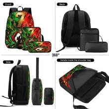 Gold Splatter Water 7# Crown Soccer Print 3 Pieces Set, Side Elastic Mesh Pocket Water Bottle Holder, Widened & Thickened Breathable Adjustable Shoulder Strap, Legend 7# Fan Sports Commute Fashion Storage Set - Printed Bag - View 9