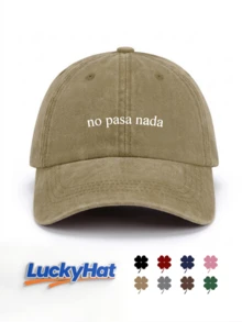 "No Pasa Nada" Spanish Letter Graphic Printed Baseball Cap, Multi-Color Washed Style Slogan Dad Hat For Men & Women - No Problem - View 8