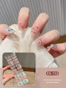 聖誕半固化凝膠美甲貼片 20片裝 長效沙龍級美甲貼紙 易貼易卸 需搭配UV燈使用 - 彩色 - 查看 9