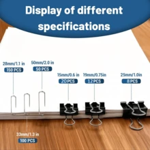 Paper Clip And Binder Clip Set, Assorted Sizes Paper Clips And Long Tail Clips Combination - Sets - View 2