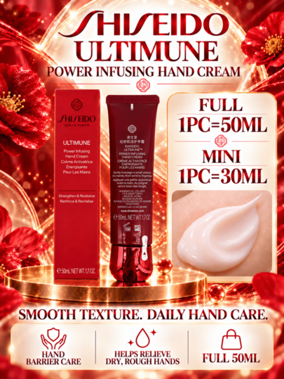 Shiseido Red Yanagi El Kremi, 30/50ml seçenekli, ipeksi ve kolay emilen, onarıcı ve nemlendirici, kuru ve pürüzlü eller için günlük bakım
