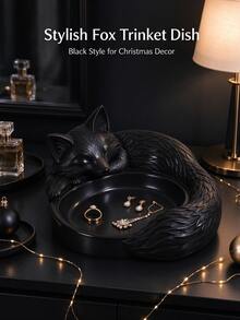 Christmas 1PC Sleeping Cute Fox Shaped Jewelry Tray, Christmas Decoration Vanity Tabletop Small Jewelry Storage Dish, Can Store Rings Earrings Necklaces, Women's Holiday Gift - Multicolor - View 4